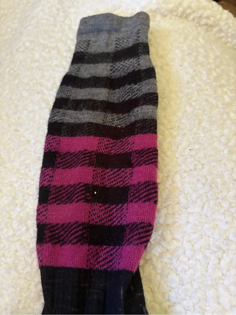 Unisex Knee-High Striped Socks - Black, Gray & Purple